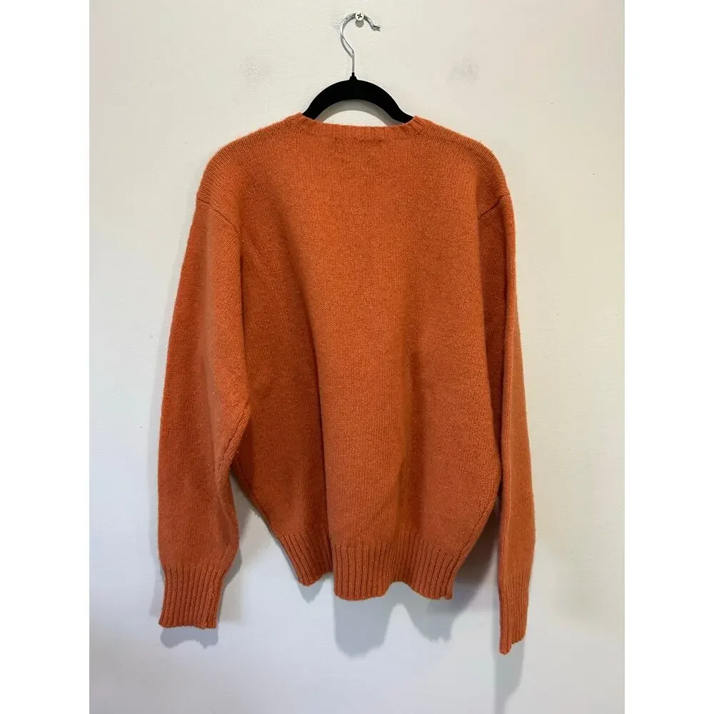 Polo Ralph Lauren 100% wool sweater orange mens S crew neck classic preppy